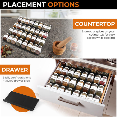 ALCOVA Spice Drawer Organizer requires no tools for easy installation.