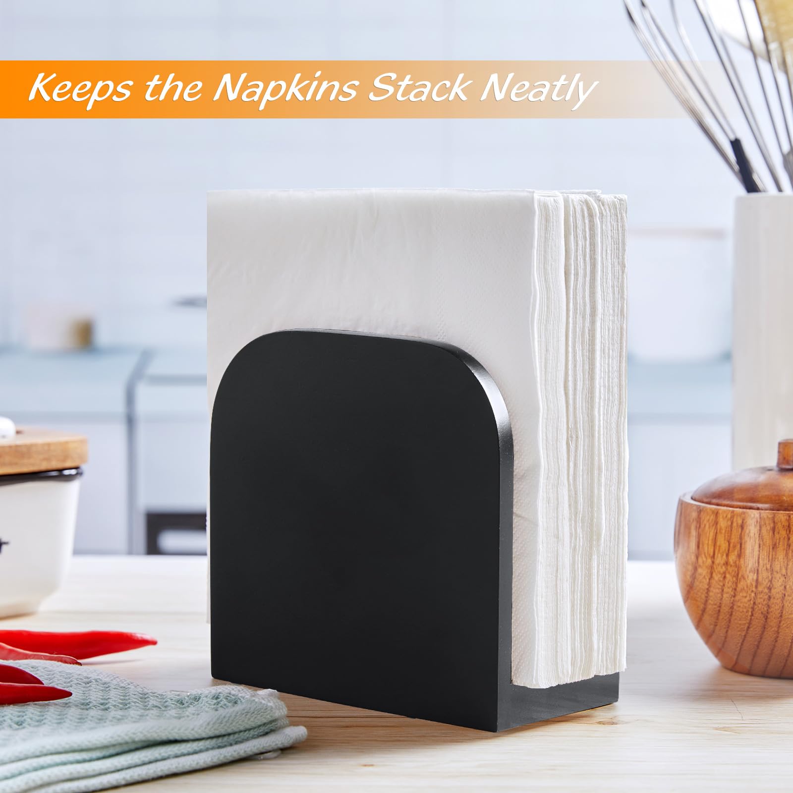 Alelion dining-room wood napkin holder complements rustic table settings.