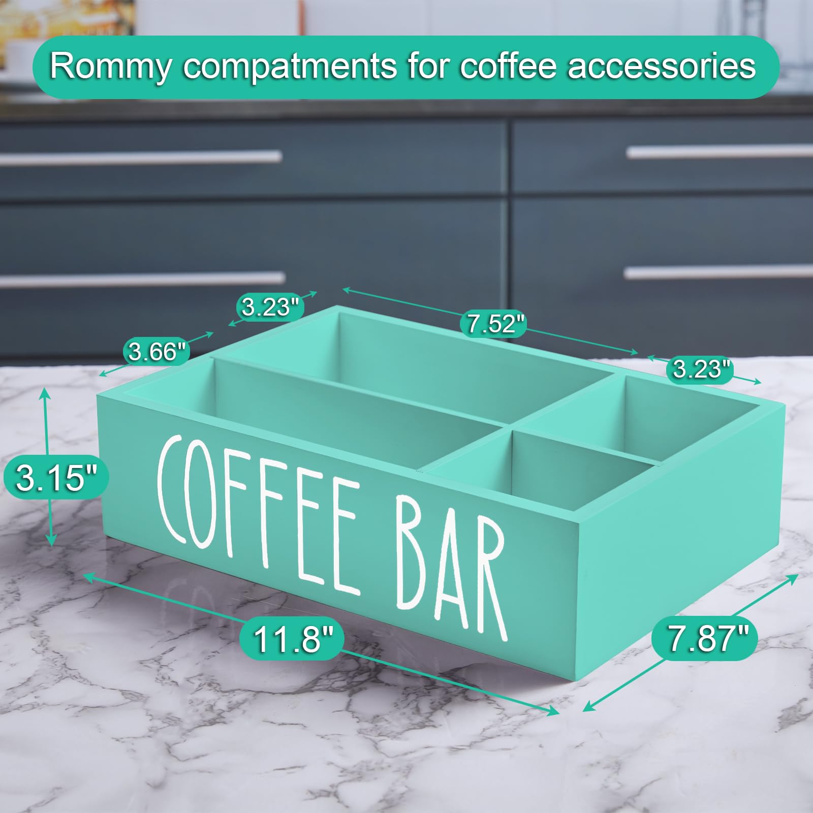 ALELION easy-clean wooden coffee bar organizer simplifies maintenance after busy hours.