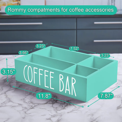 ALELION easy-clean wooden coffee bar organizer simplifies maintenance after busy hours.