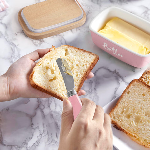 ALELION pink butter dish dishwasher-safe ceramic for easy cleaning