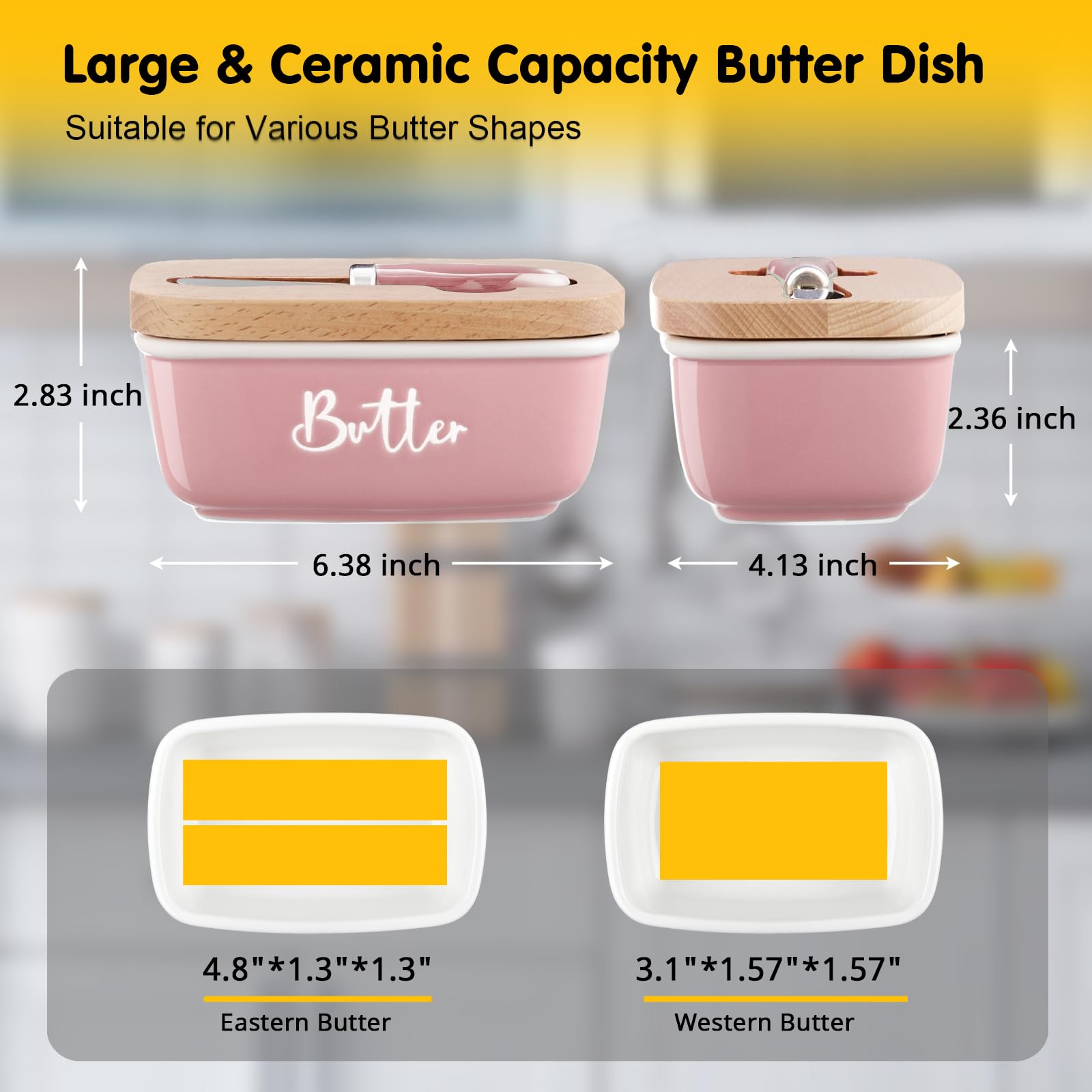 ALELION pink butter dish inside view with two sticks of butter