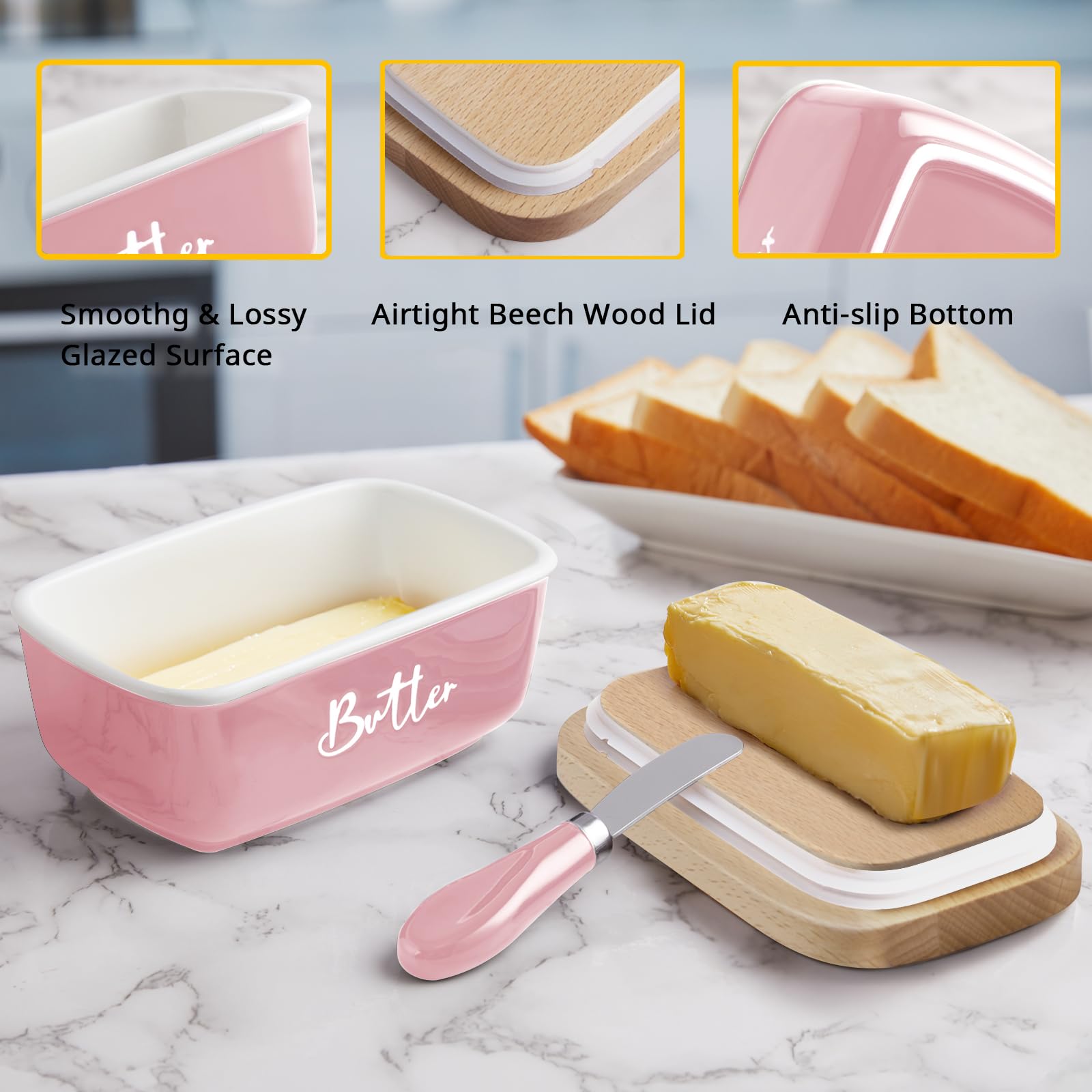 ALELION pink butter dish seal ring closeup demonstrating airtight seal