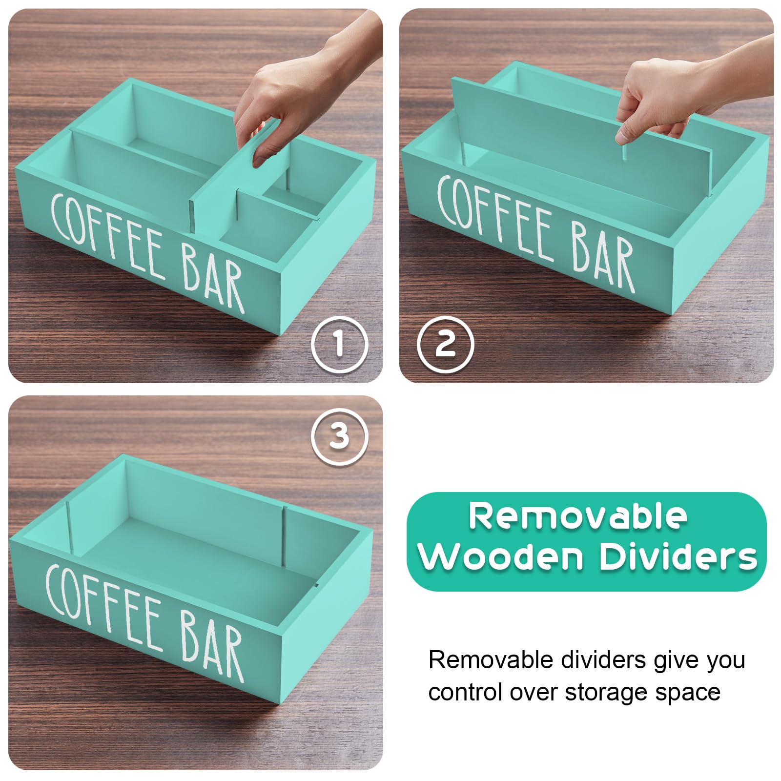 ALELION tea and sugar station on counter supports tidy beverage service.