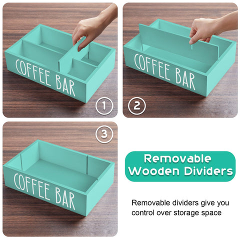 ALELION tea and sugar station on counter supports tidy beverage service.