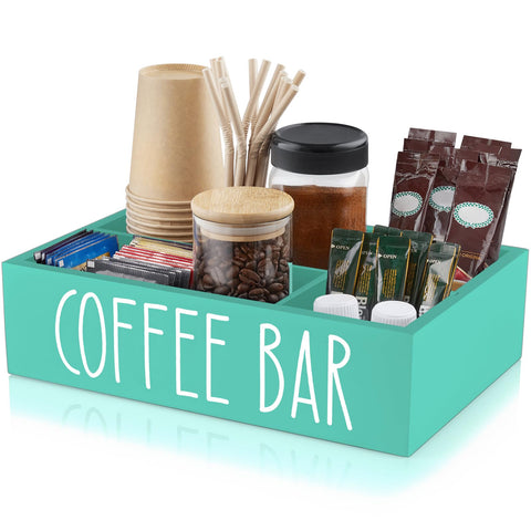 ALELION turquoise coffee station organizer with KCup pod holder keeps pods neatly organized and accessible.