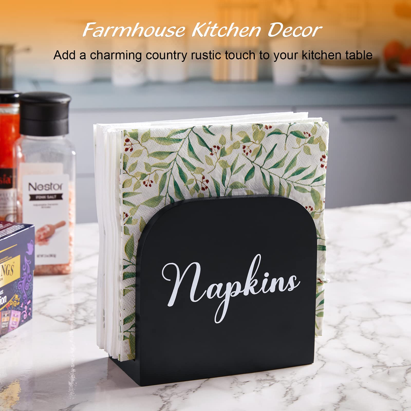 ALELION wooden napkin dispenser with sturdy bottom prevents tipping