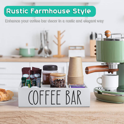 ALELION four-compartment organizer keeps stirrers, sugar packets, and pods organized at a glance