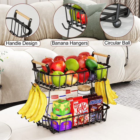 Alebew sturdy wrought-iron frame provides durable, wobble-free kitchen storage.