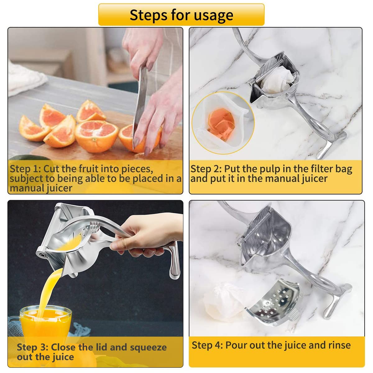 ALEEHAI lemon squeezer in use with fresh juice.