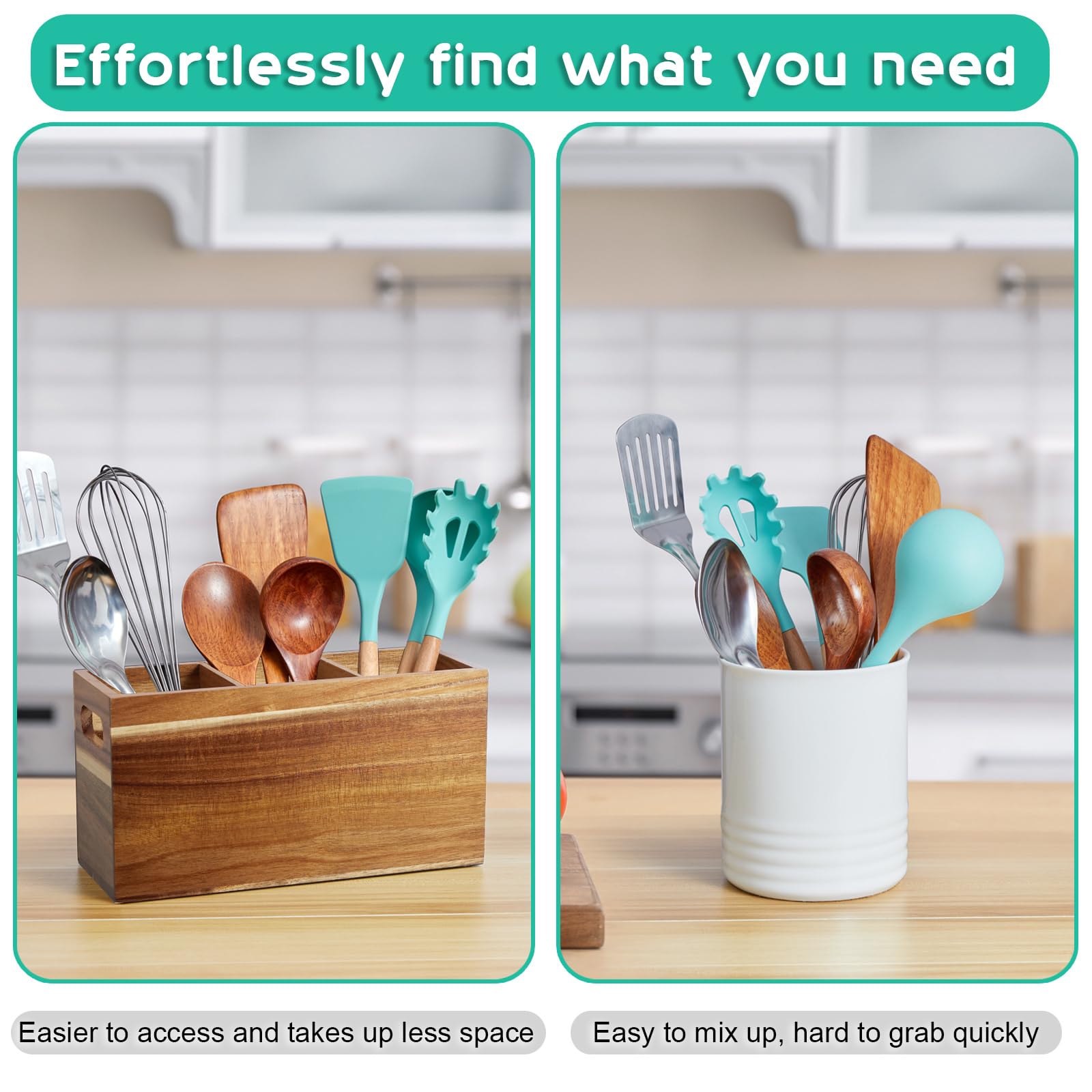 ALELION anti-slip base keeps the utensil holder steady on counters and protects surfaces.