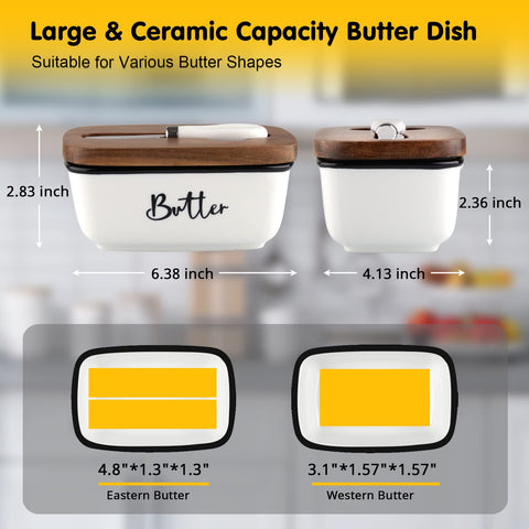 ALELION butter dish features knife groove for easy access and organization.