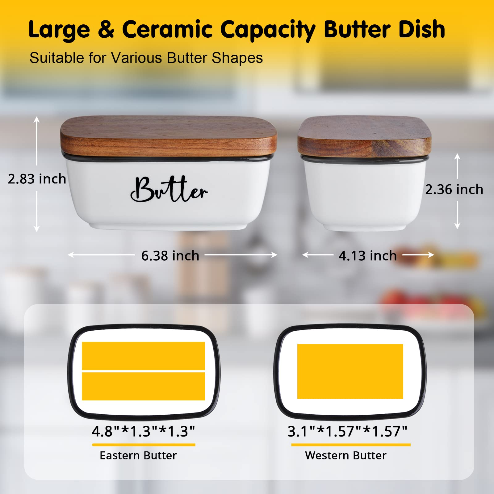 ALELION butter dish lid acacia wood protects butter from dust and spills.