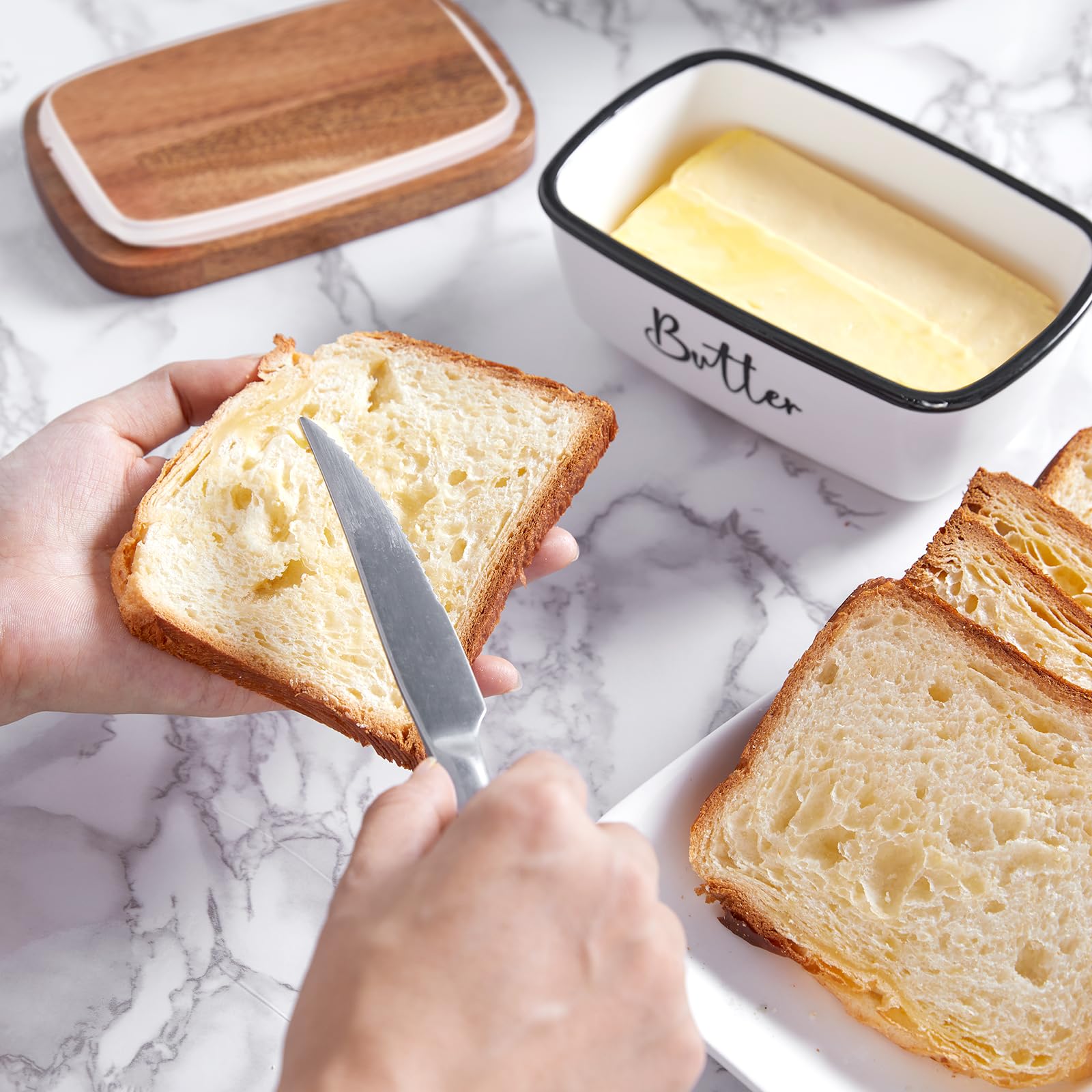 ALELION butter dish styled with modern decor for chic countertops.