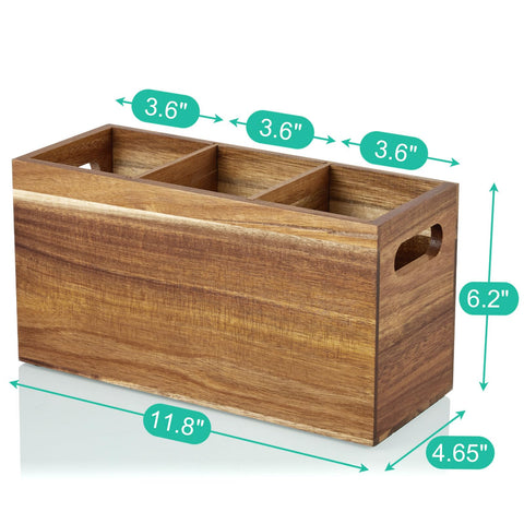 ALELION multipurpose wood utensil holder for kitchen and office spaces keeps items tidy.