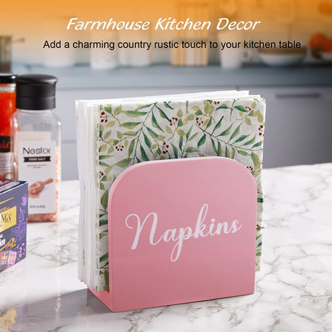 ALELION Pink Napkin Holder complements dining room style with rustic charm.