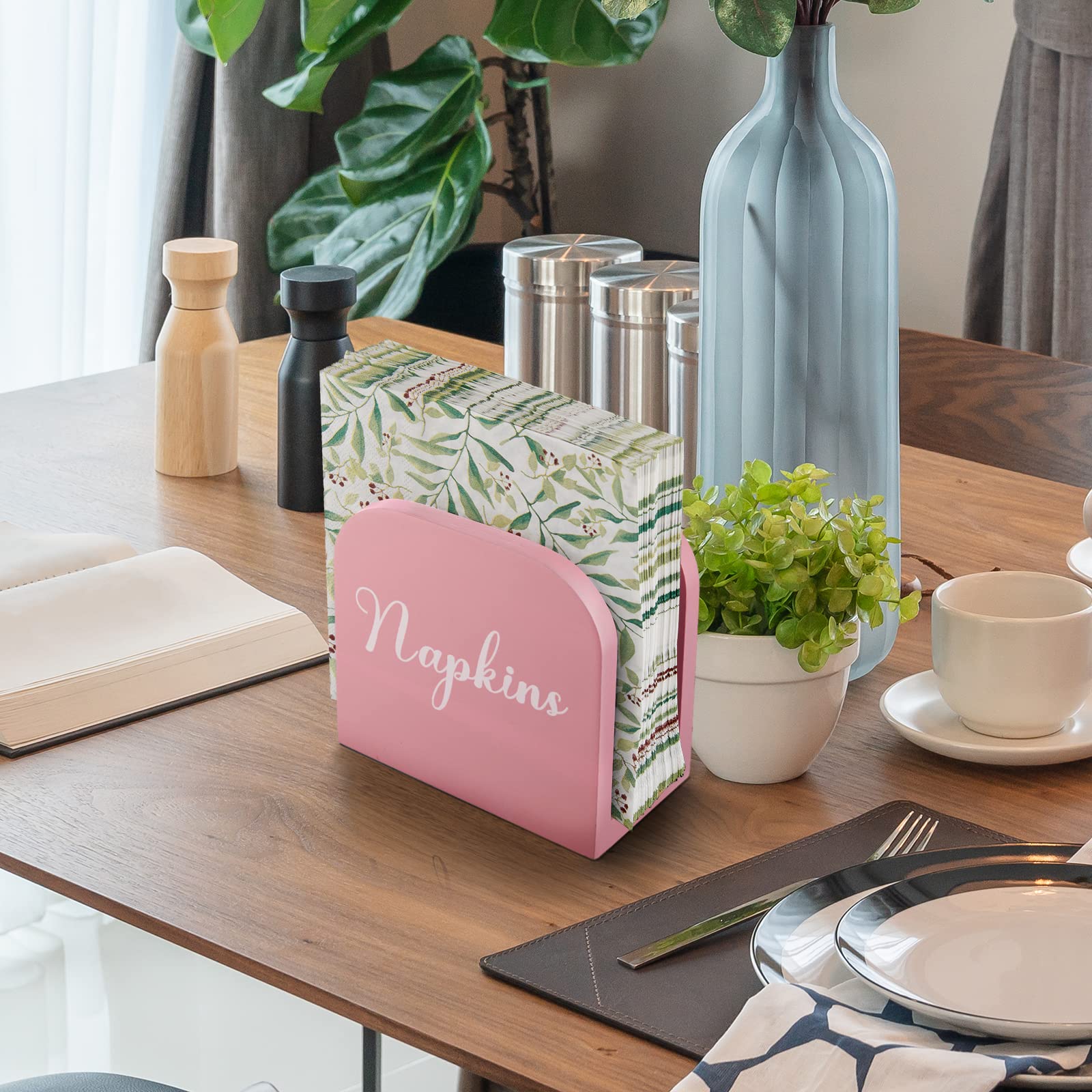 ALELION pink napkin holder fits family dinners with ease.