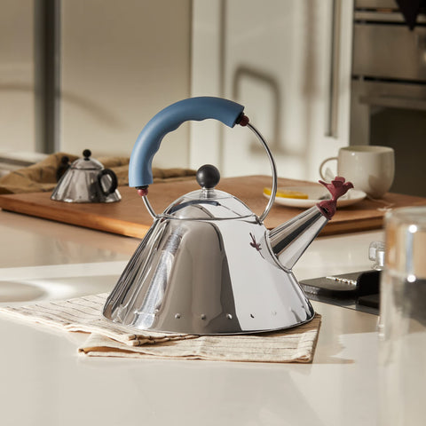Alessi 9093 light blue finish brings playful color to your kitchen.