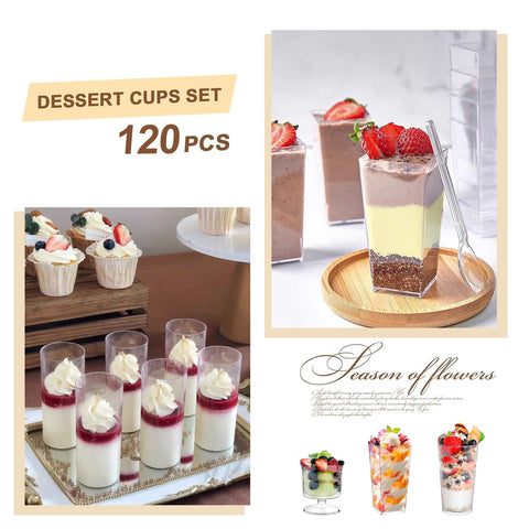 ALEXPRE clear dessert cup stackable for quick prep and storage