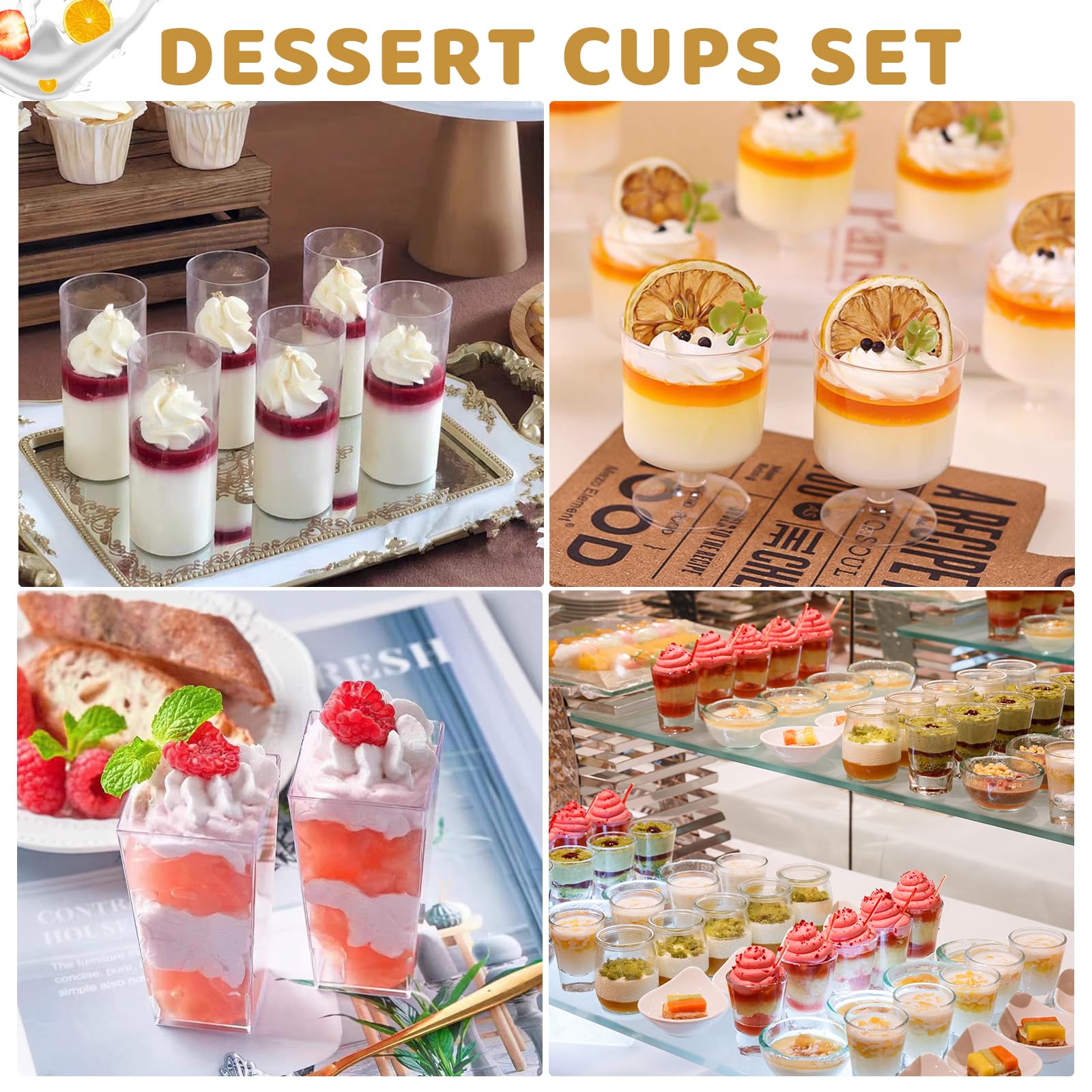 ALEXPRE dessert cups ideal for weddings and parties with transparent display