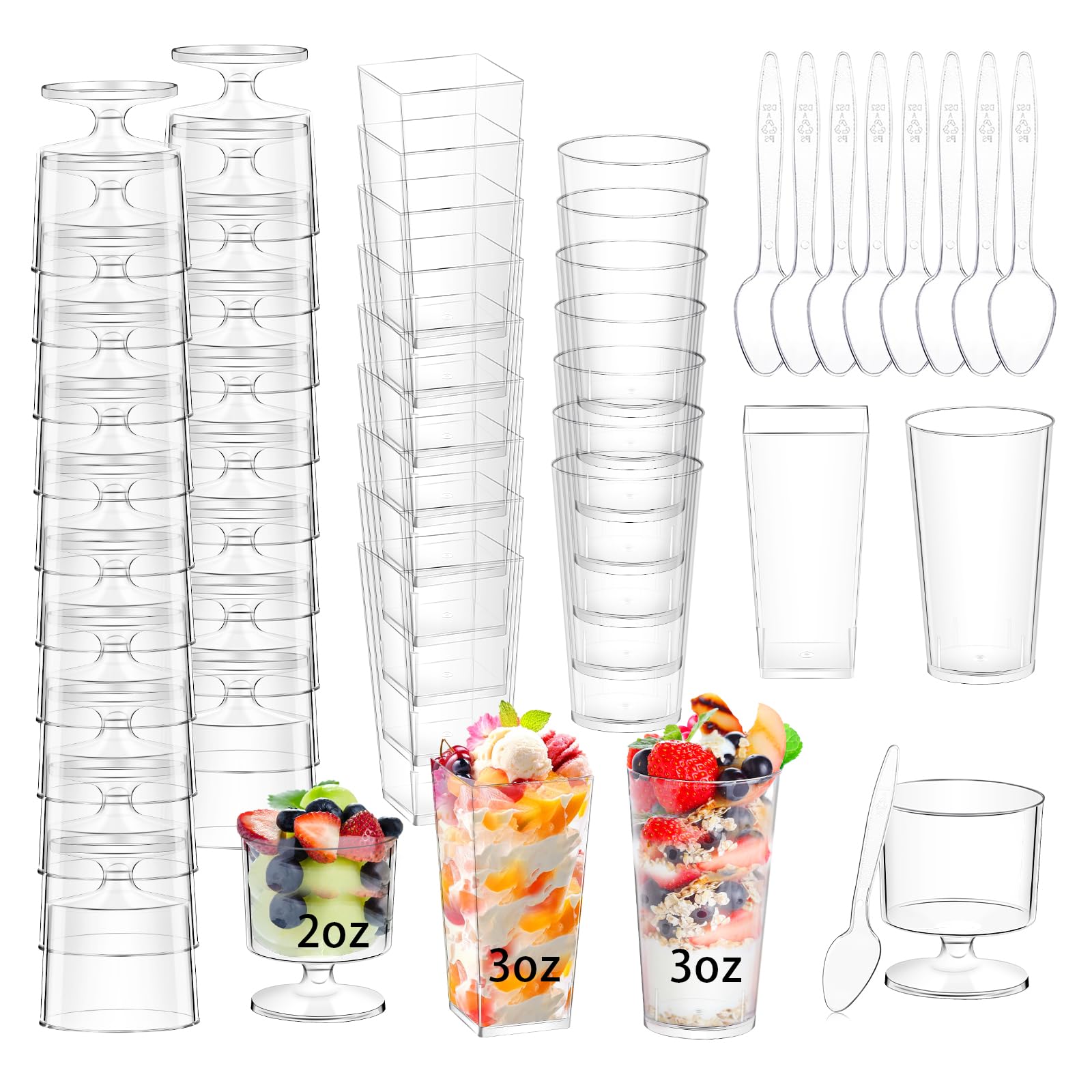 ALEXPRE square mini dessert cup with spoon for elegant servings