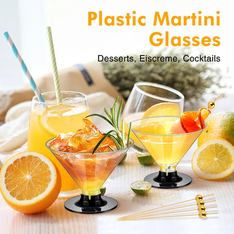 ALEXPRE plastic martini glasses 60-pack side view for stable stacking