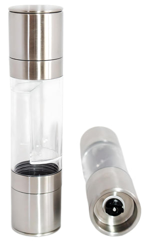 Alfa Torque dual mill with separate salt chamber and ceramic grinder for consistent seasoning.