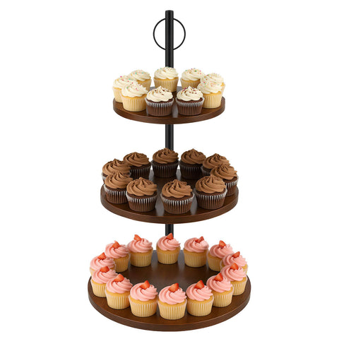 Alffun 3-tier wooden cupcake stand offers a stable dessert display.