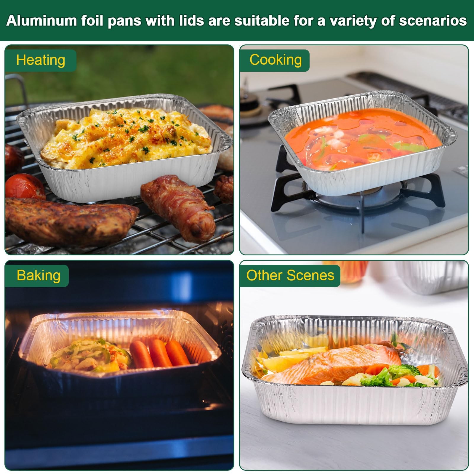 Alfolic square foil pan demonstrates even heat for cooking and reheating