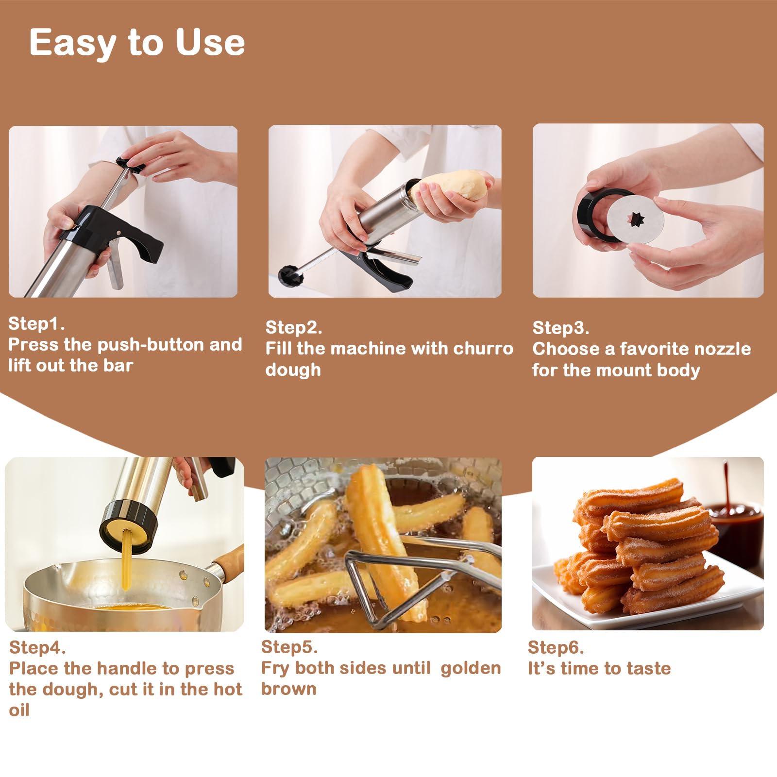 AlgoELF large capacity piping bag supports filling hollow churros with sauce