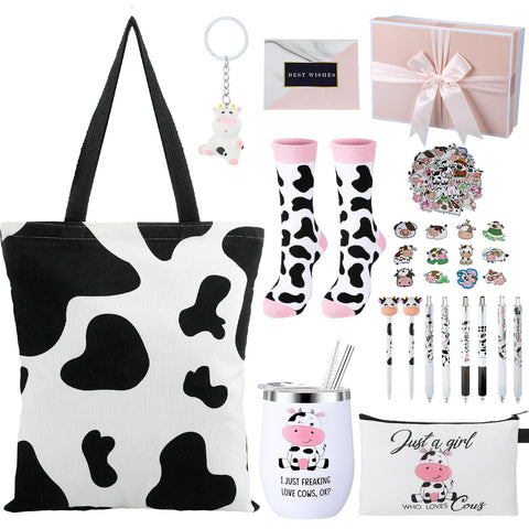 Aliceset cow print tote bag durable canvas for daily use