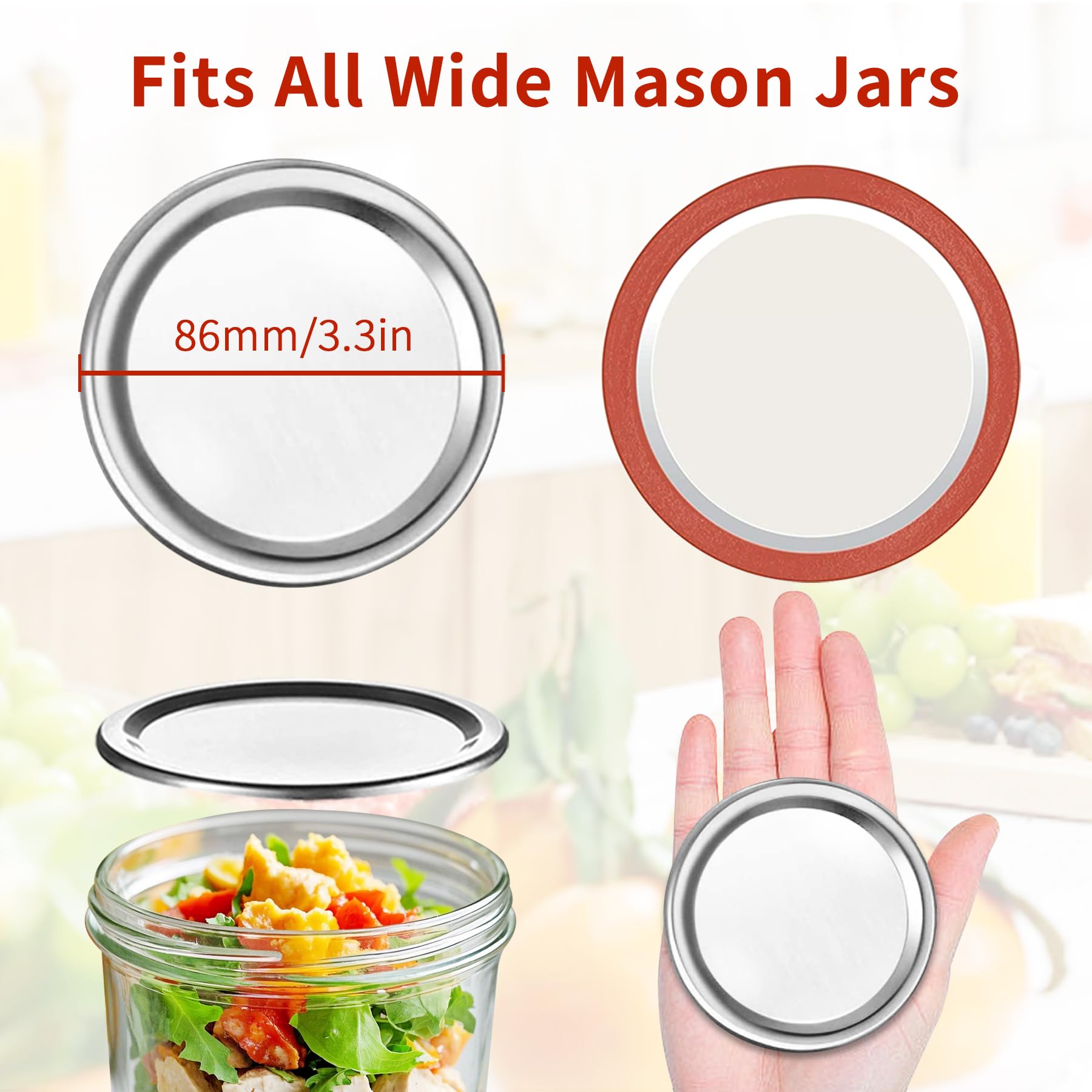 Aliggbent 86mm canning lids with silicone seal for leak-free preservation.