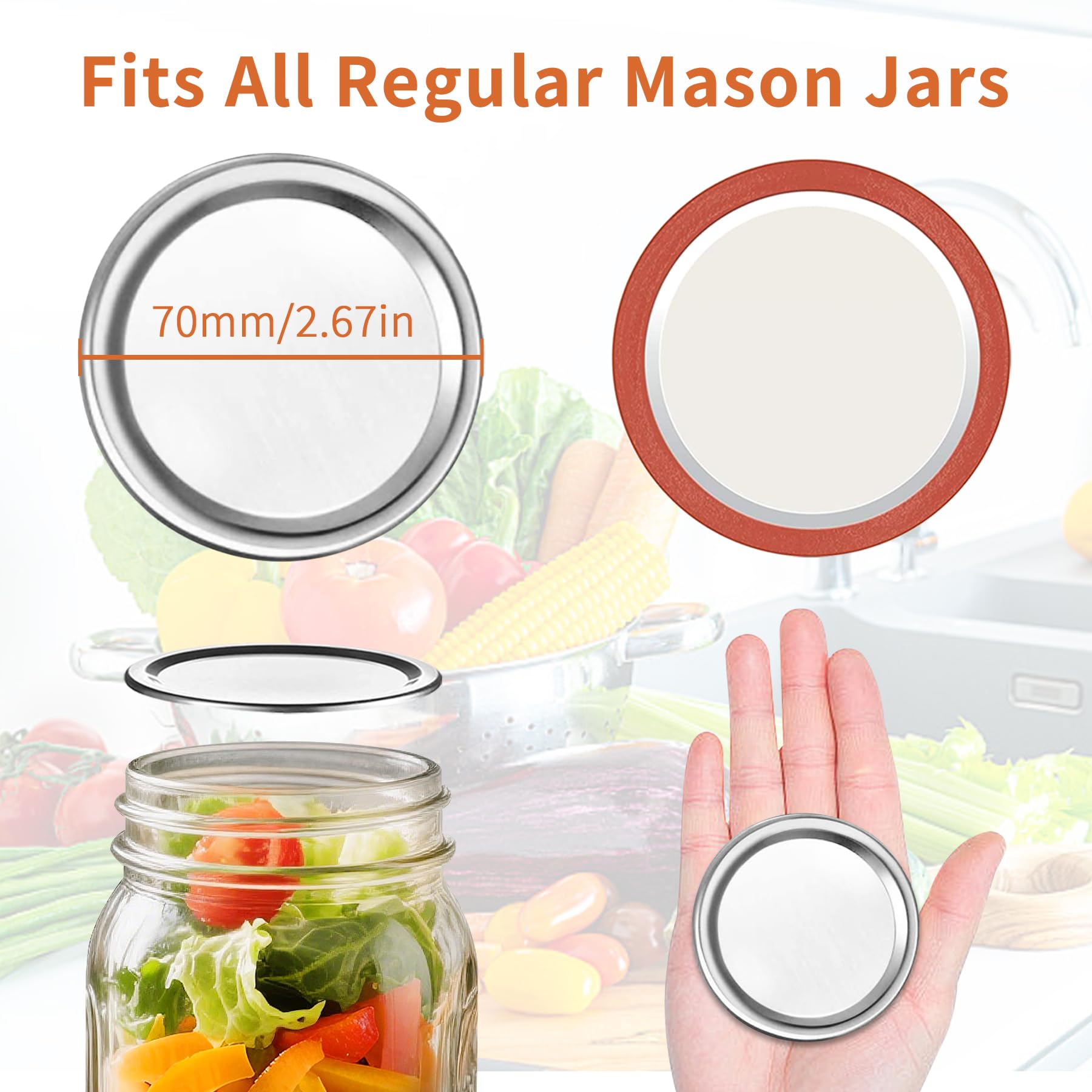 Aliggbent 70mm airtight mason jar lids, ideal for bulk canning.
