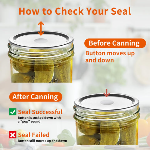 Lids placed on mason jars ready for fridge, dishwasher, or microwave use.