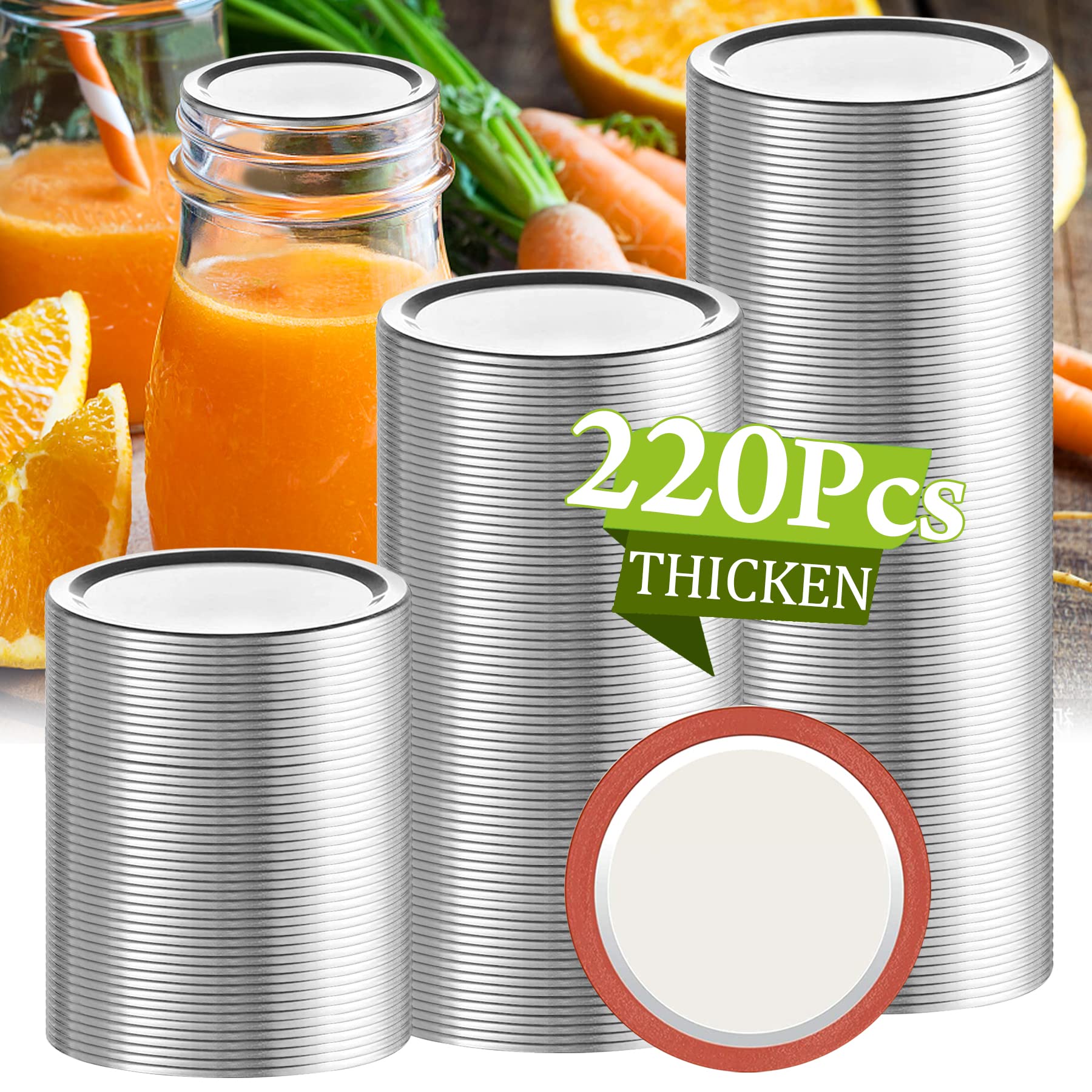 Aliggbent regular-mouth 70mm lids with airtight seal for jams.
