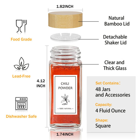 Aliggbent square spice jar with shaker lid shows easy pouring and mess-free seasoning.