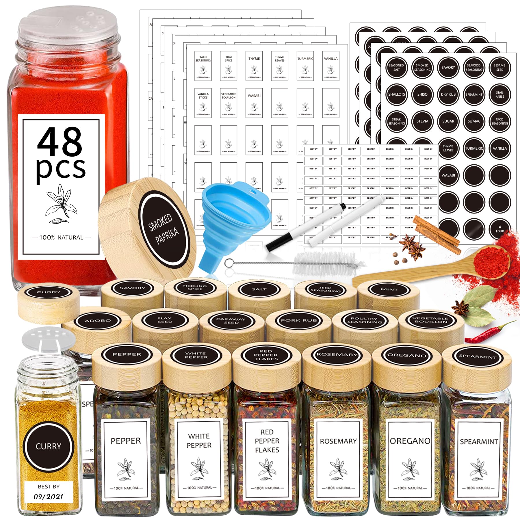 Aliggbent 4 oz glass spice jar with label, a tidy pantry staple for quick cooking.