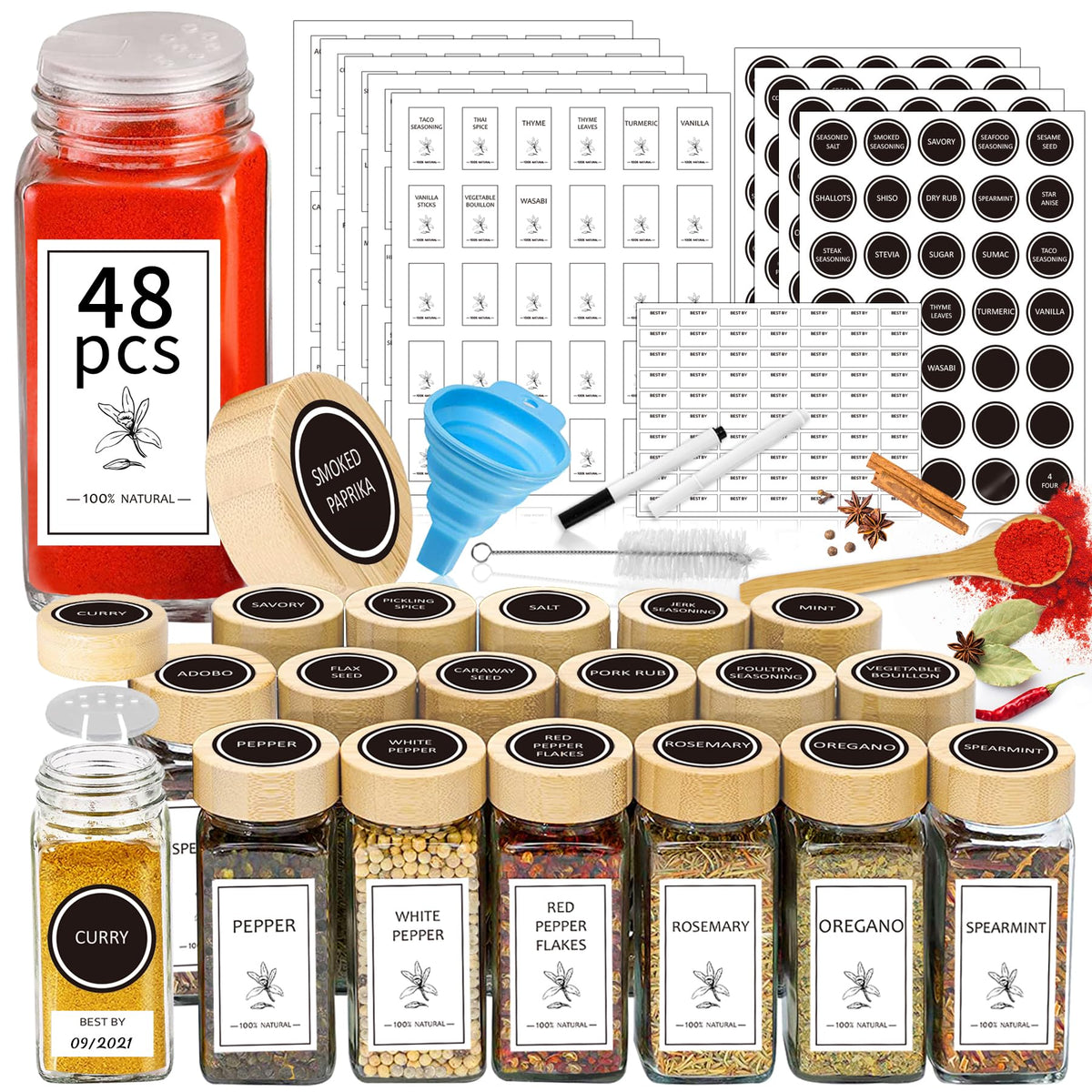 Aliggbent 4 oz glass spice jar with label, a tidy pantry staple for quick cooking.