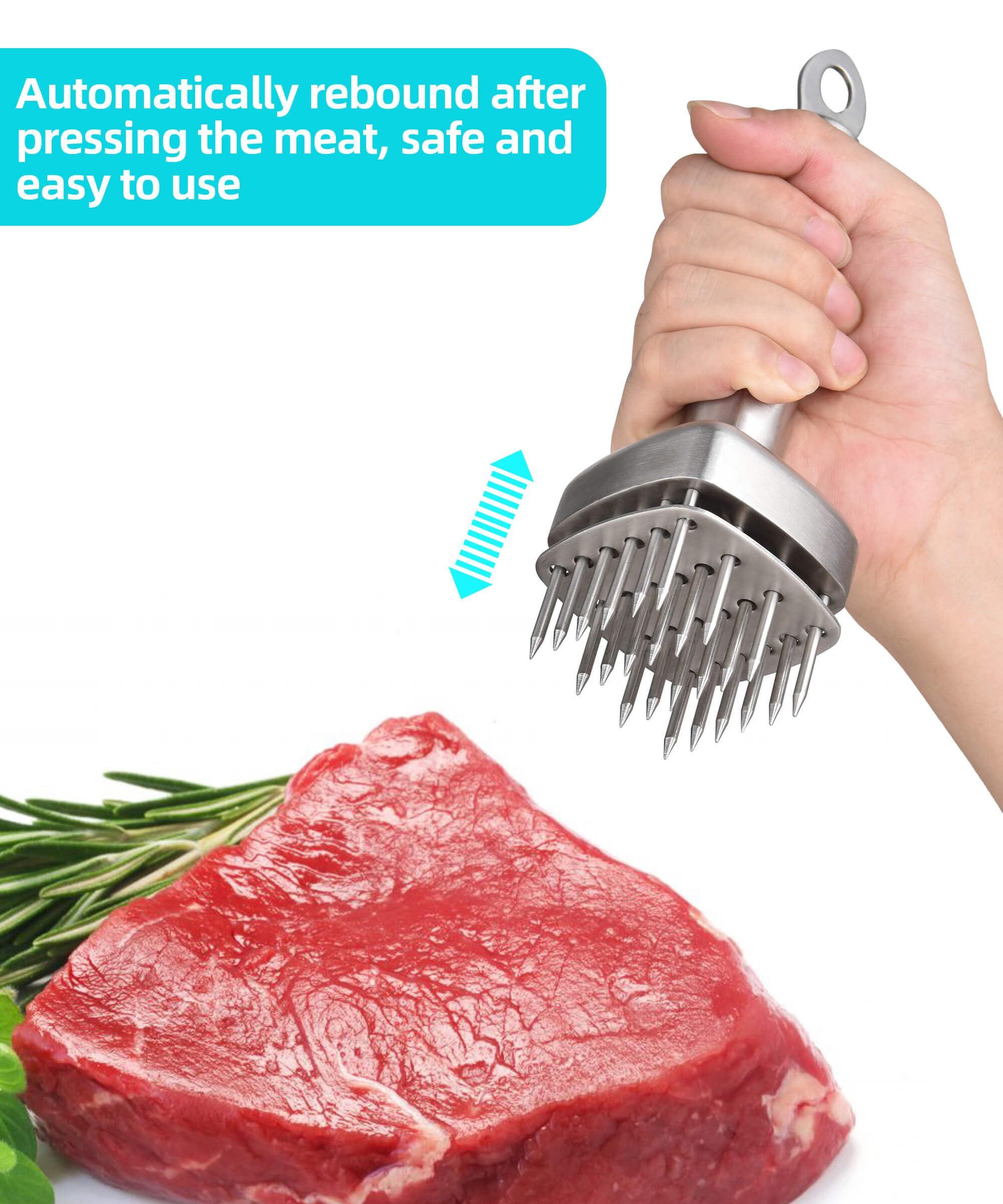 Aliglow tenderizer with storage holes keeps kitchen organized.