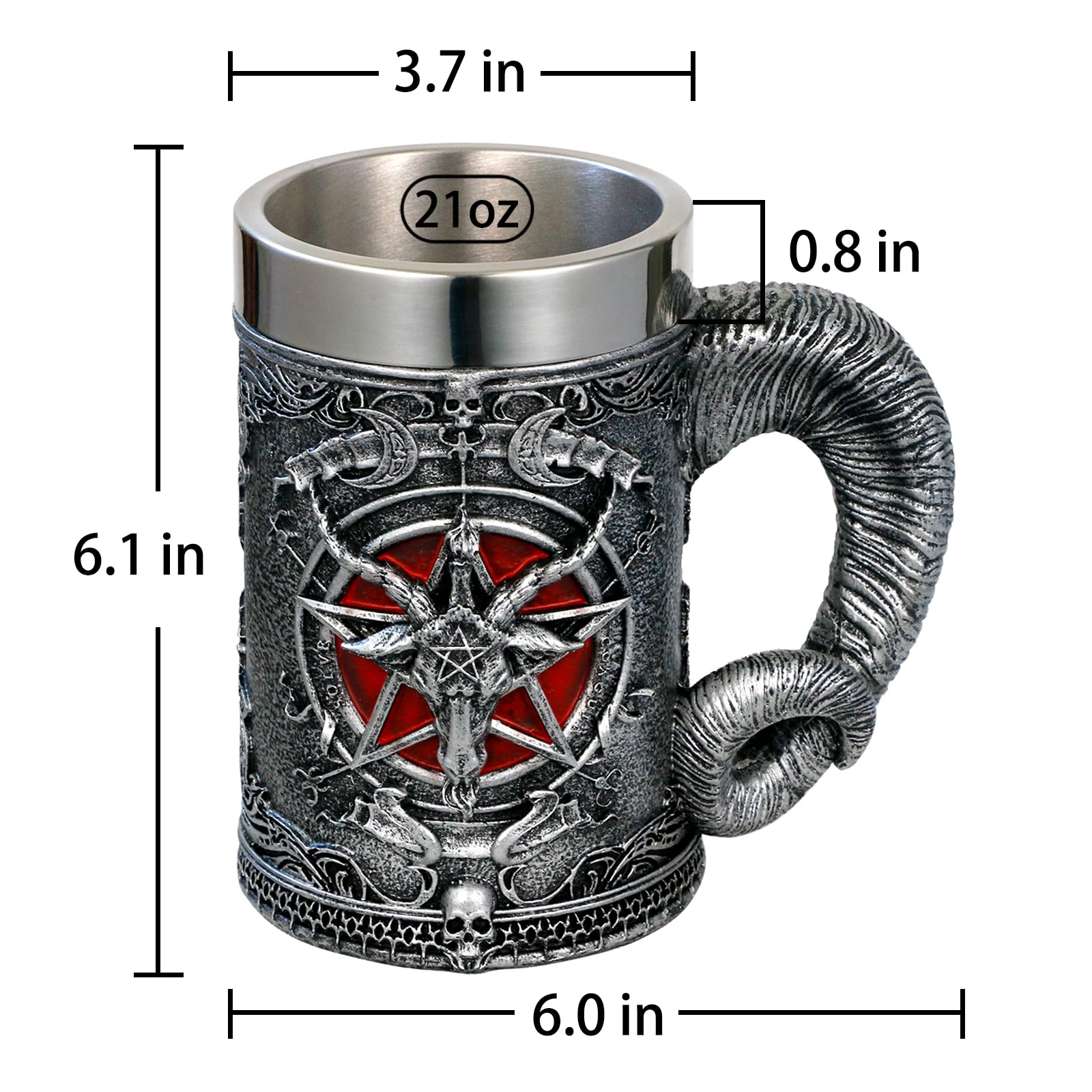 alikiki Baphomet Head Mug interior stainless steel lining for durability