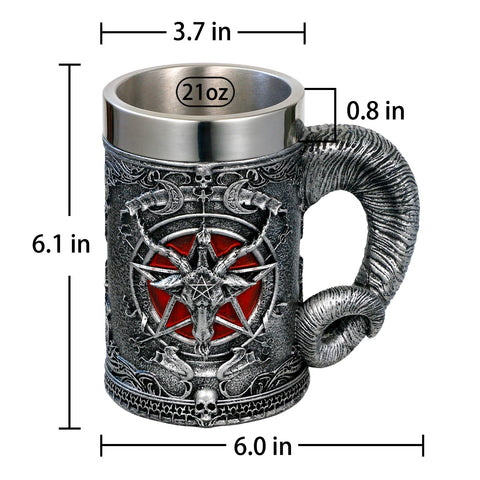 alikiki Baphomet Head Mug interior stainless steel lining for durability
