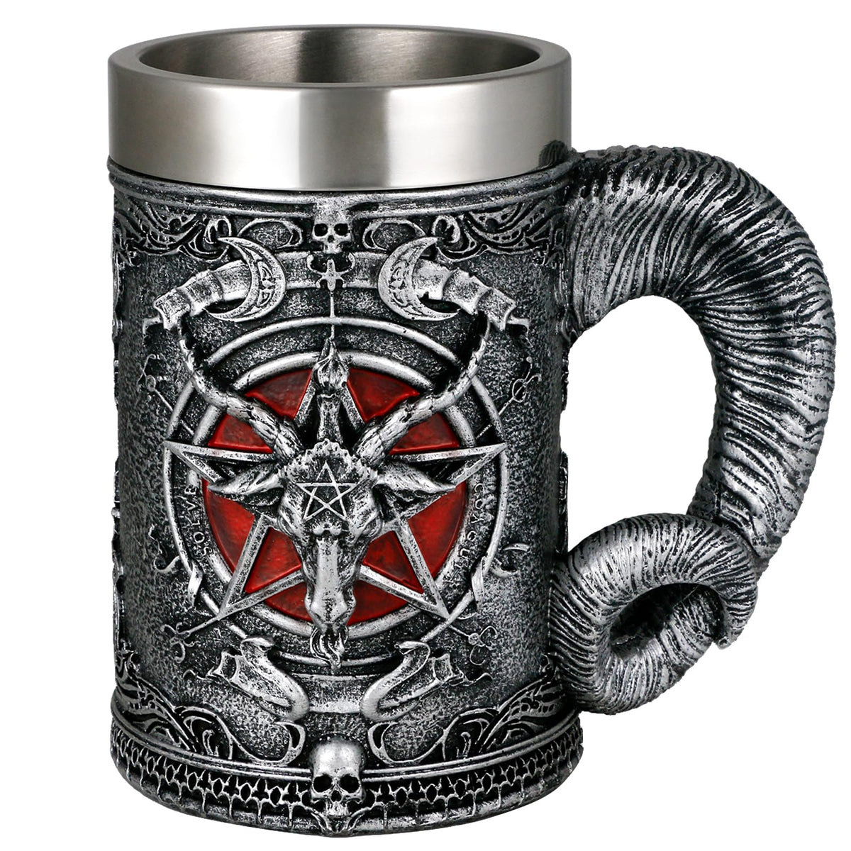 alikiki Medieval Baphomet Head Mug full view showing bold gothic design and size