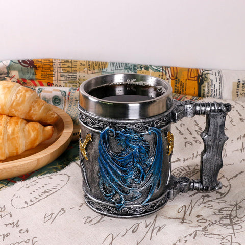 alikiki Medieval Blue Dragon Mug exterior resin for durability and look