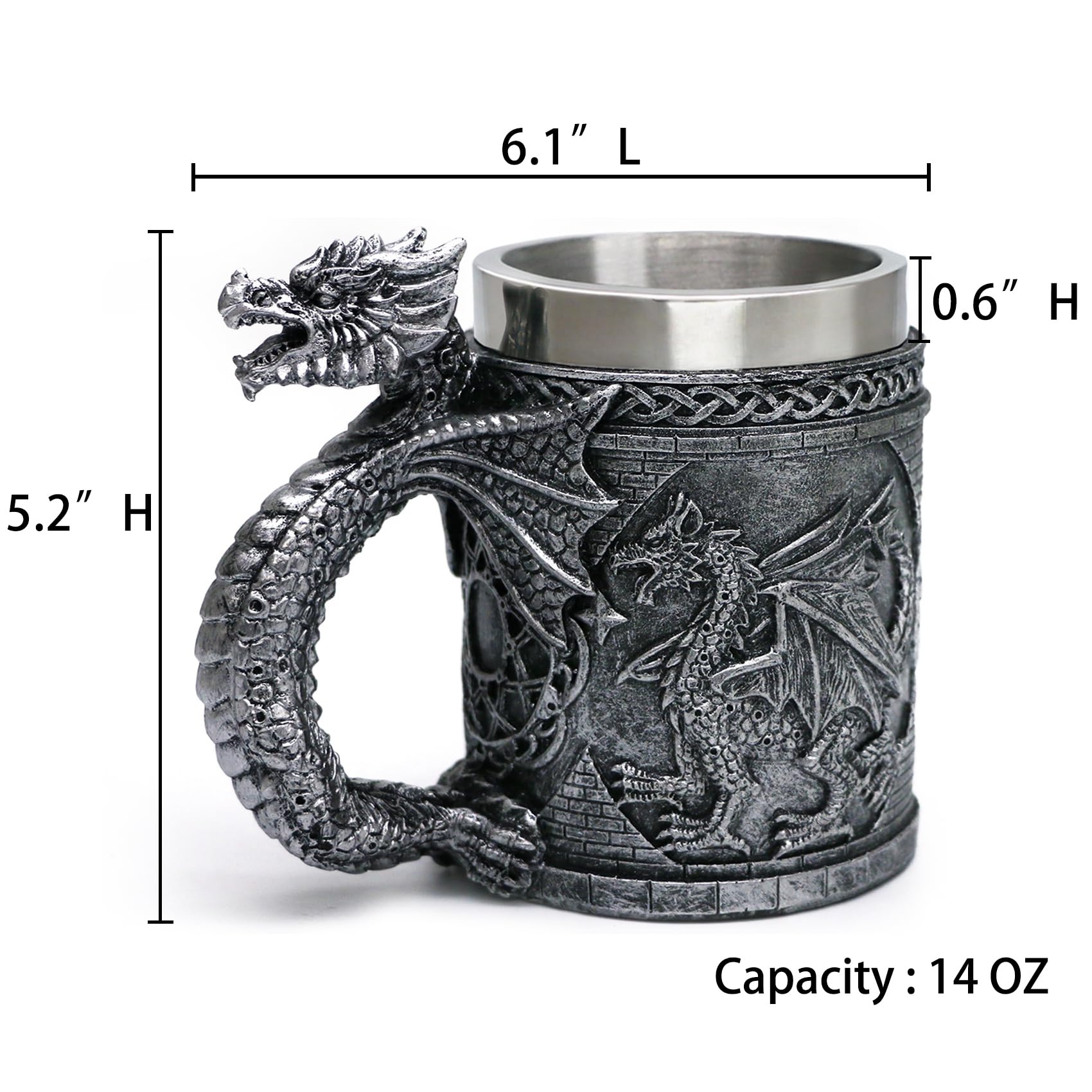 alikiki Medieval Dragon Mug castle-inspired design adds romance.