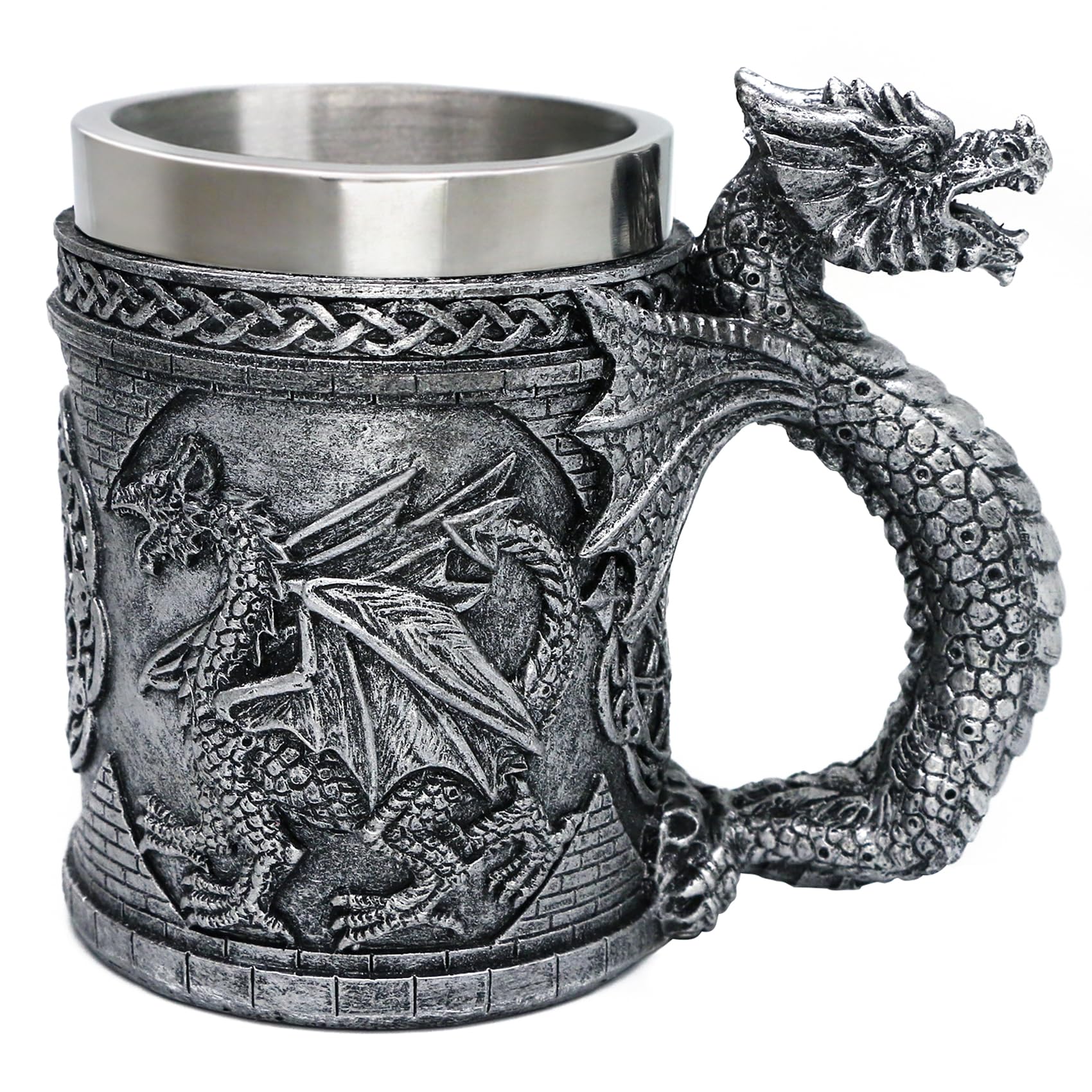 alikiki Medieval Dragon Mug exterior with dragon motif for fantasy gatherings.