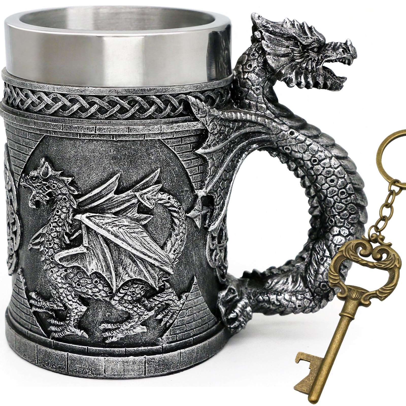 alikiki Medieval Dragon Mug front view with dragon relief, ideal for collectors