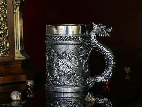 alikiki Medieval Dragon Mug side view showing 21oz capacity for game nights