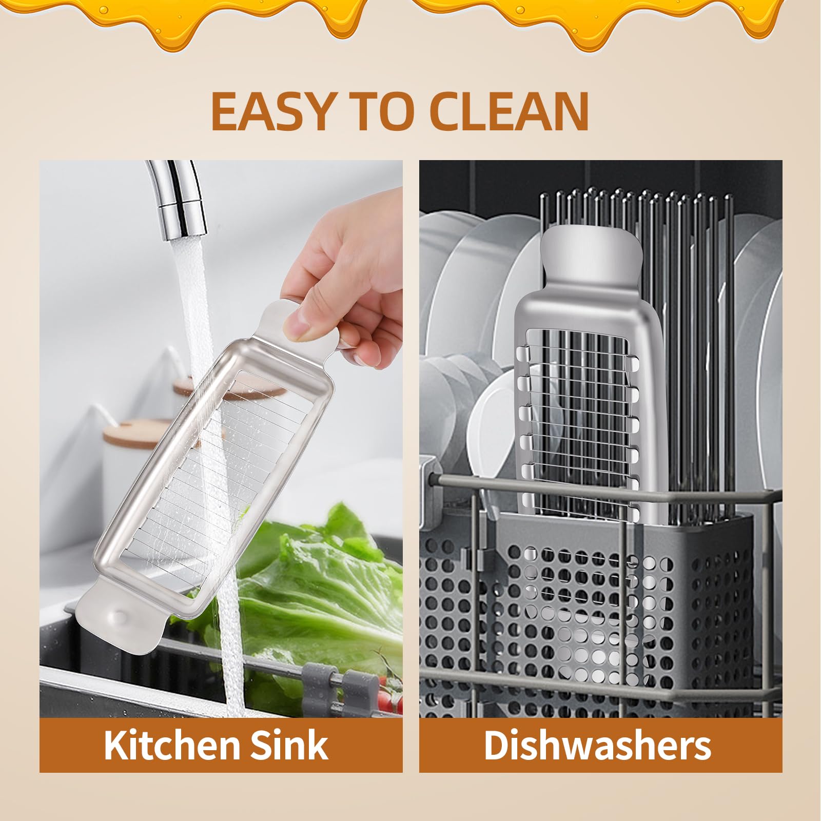 ALIKITCN slicer handles cheese and soft fruits for serving.
