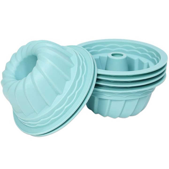 Alimat PluS 6-pack silicone jello molds blue with 5-inch fluted rounds for easy release
