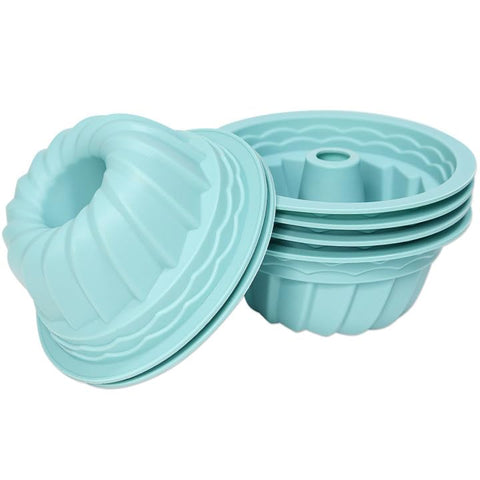 Alimat PluS 6-pack silicone jello molds blue with 5-inch fluted rounds for easy release